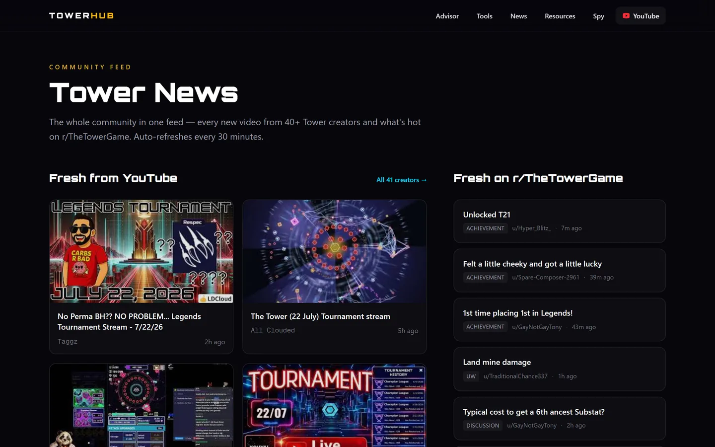 Tower News — live community feed